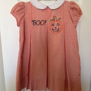 Charming Halloween Pumpkin Gingham Dress